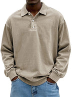 Men long sleeve polo shirt with classic collar in multiple colors