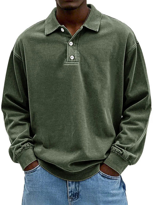 Men long sleeve polo shirt with classic collar in multiple colors