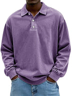 Men long sleeve polo shirt with classic collar in multiple colors
