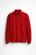 Men long sleeve polo shirt slim fit with classic polo collar