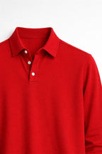 Men long sleeve polo shirt slim fit with classic polo collar