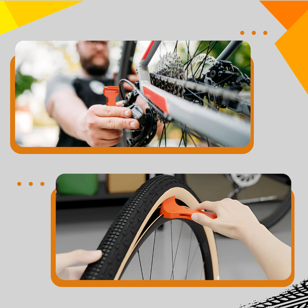 Bicycle tire lever set compact repair tool with spoke hook