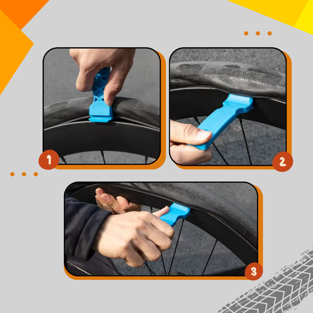 Bicycle tire lever set compact repair tool with spoke hook