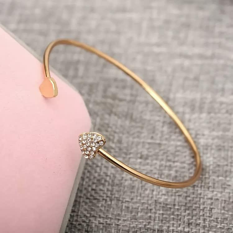 Women's double heart bracelet in gold and silver, minimalist gift jewelry