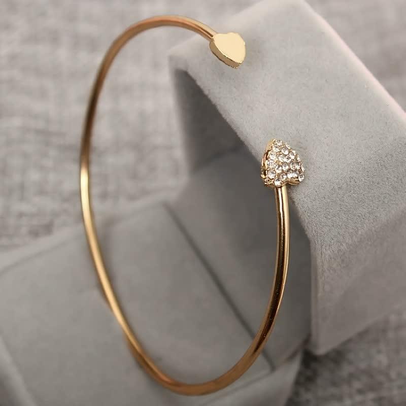 Women's double heart bracelet in gold and silver, minimalist gift jewelry
