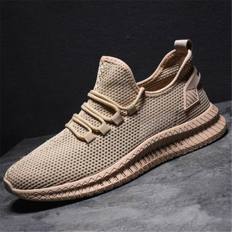 Men's breathable mesh sneakers lightweight lace-up flexible sole casual athletic