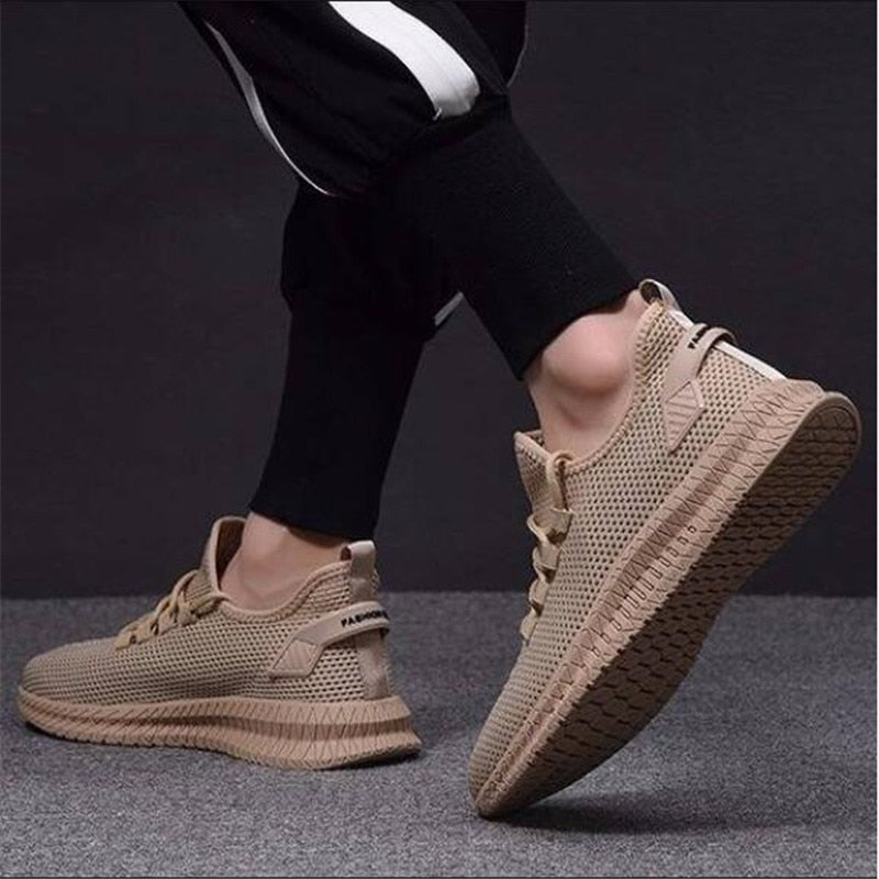 Men's breathable mesh sneakers lightweight lace-up flexible sole casual athletic