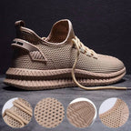 Men's breathable mesh sneakers lightweight lace-up flexible sole casual athletic