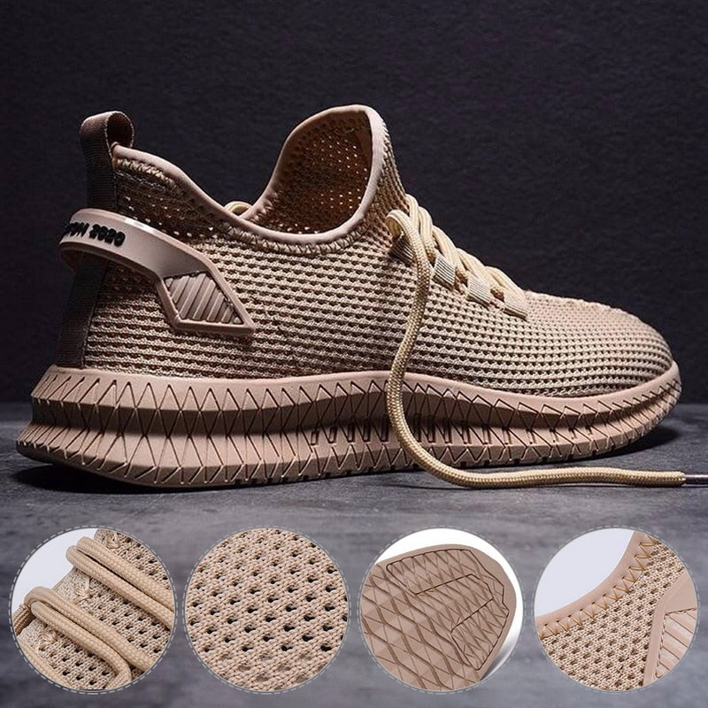 Men's breathable mesh sneakers lightweight lace-up flexible sole casual athletic