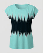Women's summer blouse with watercolor floral print, asymmetric hem and relaxed loose fit