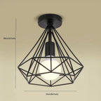 Retro geometric cage ceiling lamp black LED 9W indoor ambient light