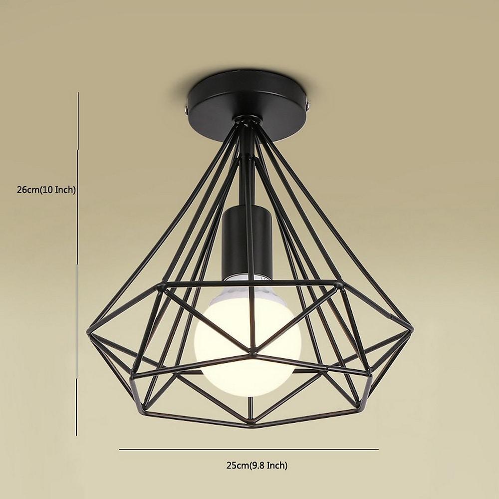 Retro geometric cage ceiling lamp black LED 9W indoor ambient light