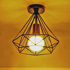 Retro geometric cage ceiling lamp black LED 9W indoor ambient light