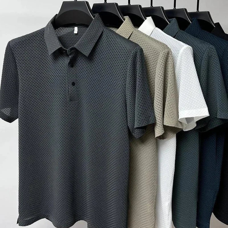 Mens Polo Shirt Short Sleeve Wrinkle Resistant Breathable Lightweight