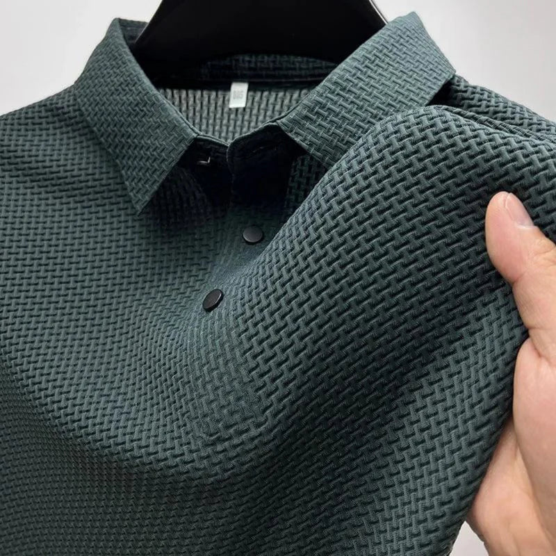 Mens Polo Shirt Short Sleeve Wrinkle Resistant Breathable Lightweight