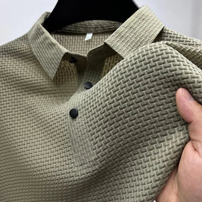 Mens Polo Shirt Short Sleeve Wrinkle Resistant Breathable Lightweight