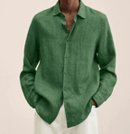 Men's cotton-linen shirt straight fit, breathable lightweight summer shirt