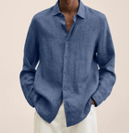 Men's cotton-linen shirt straight fit, breathable lightweight summer shirt