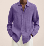 Men's cotton-linen shirt straight fit, breathable lightweight summer shirt