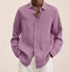 Men's cotton-linen shirt straight fit, breathable lightweight summer shirt