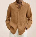 Men's cotton-linen shirt straight fit, breathable lightweight summer shirt
