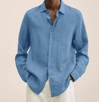 Men's cotton-linen shirt straight fit, breathable lightweight summer shirt