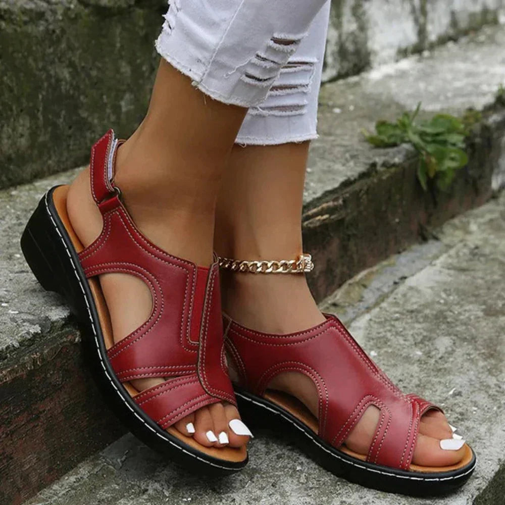 Women orthopedic sandals cushioned insole with alloy buckle closure