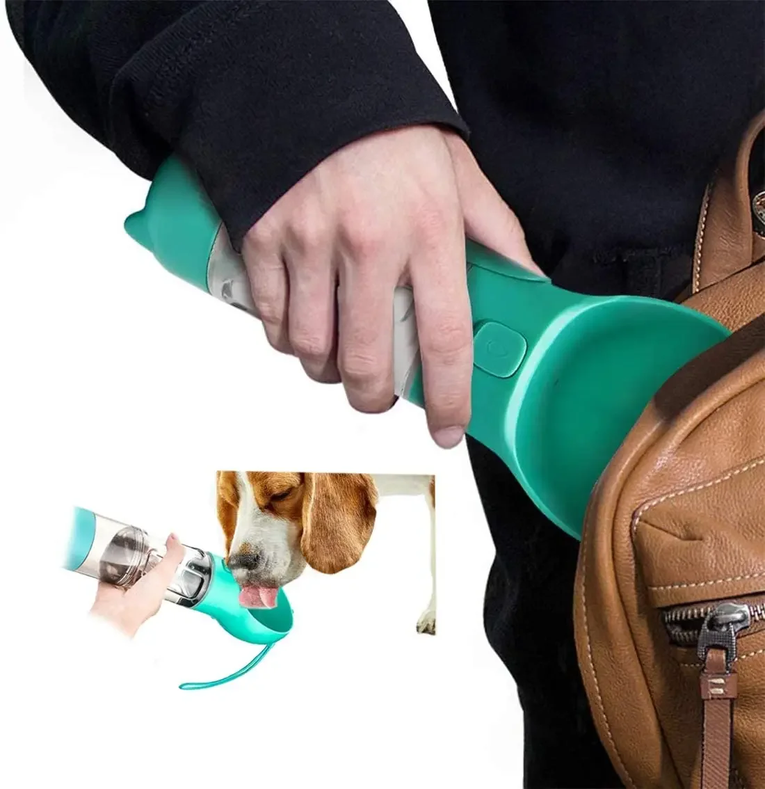 Portable pet water bottle 3-in-1 dispenser and bowl, BPA-free, 300ml and 500ml