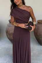 Women off shoulder maxi dress flowing full length silhouette