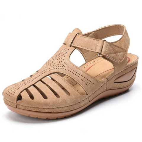 Women's orthopedic sandals with arch support and adjustable Velcro straps, Roman style