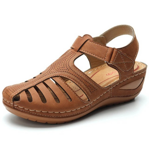 Women's orthopedic sandals with arch support and adjustable Velcro straps, Roman style