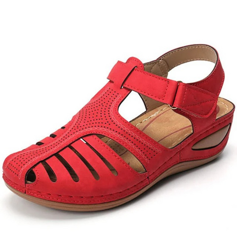 Women's orthopedic sandals with arch support and adjustable Velcro straps, Roman style