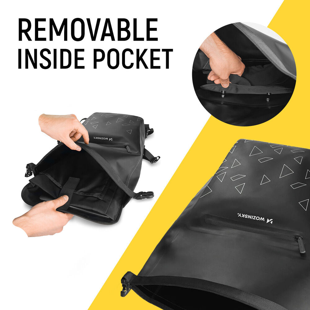 3-in-1 bike rack bag waterproof pannier and backpack 23L with reflective accents