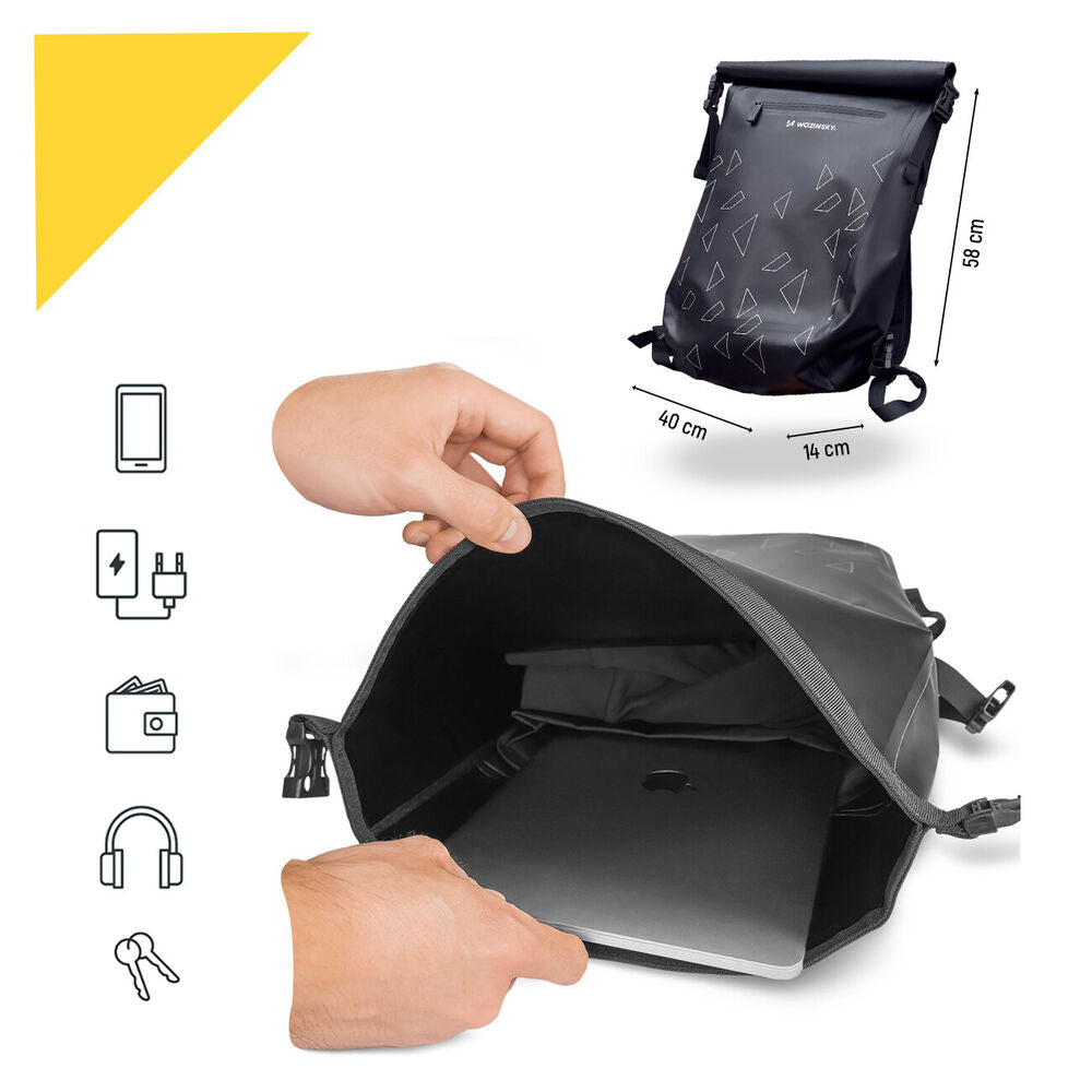 3-in-1 bike rack bag waterproof pannier and backpack 23L with reflective accents