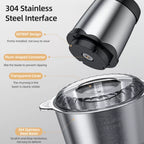 2L stainless steel food chopper 300W with 4 S-shaped blades and dual speed control