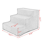 Dog stairs for tall bed 3-step portable beige fleece cover 55lb capacity