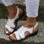 Women orthopedic sandals cushioned insole with alloy buckle closure