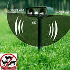 Solar powered ultrasonic pest repeller with PIR motion sensor for outdoor garden use