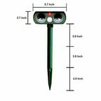 Solar powered ultrasonic pest repeller with PIR motion sensor for outdoor garden use