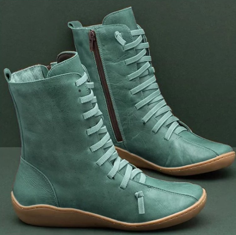 Women's handcrafted ankle boots with non-slip sole, available in multiple colours