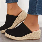 Women's cushioned slip-on sandals with orthopedic support, available in blue, beige and black