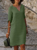 Women V-Neck Dress lightweight flattering silhouette multiple colours