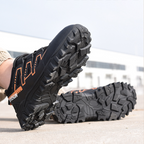 Safety shoes with steel toe cap, anti-slip puncture-resistant sole, breathable mesh upper