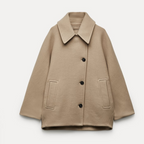 Women's oversized wool coat in brown and black, soft relaxed winter fit