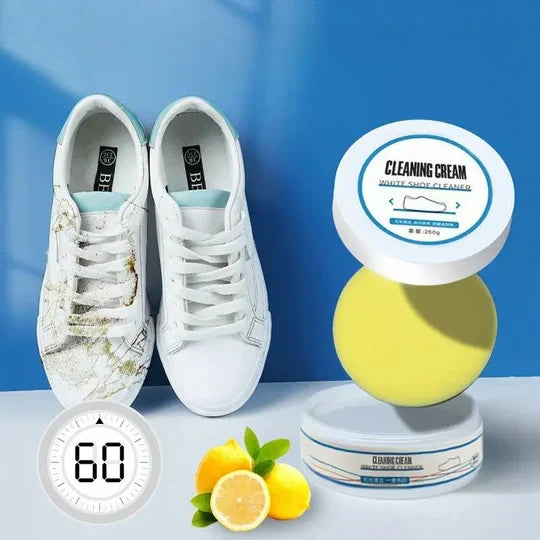 White shoe cleaner cream 100g water-free formula with application sponge