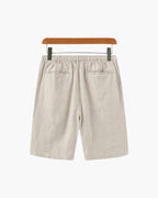 Men's linen shorts straight fit lightweight summer casual, available in beige white black grey blue