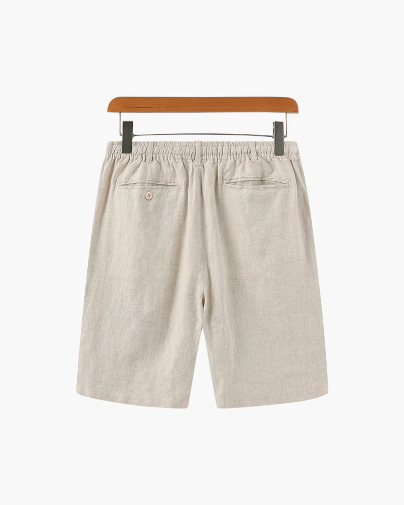 Men's linen shorts straight fit lightweight summer casual, available in beige white black grey blue