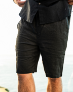 Men's linen shorts straight fit lightweight summer casual, available in beige white black grey blue