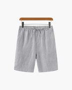 Men's linen shorts straight fit lightweight summer casual, available in beige white black grey blue