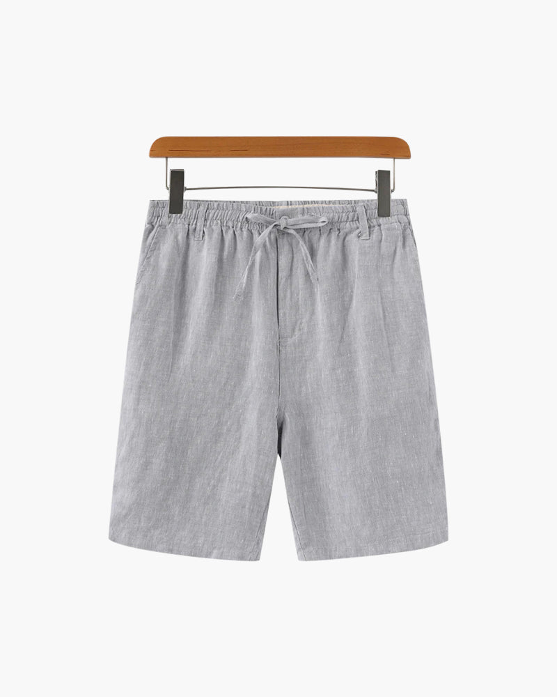 Men's linen shorts straight fit lightweight summer casual, available in beige white black grey blue